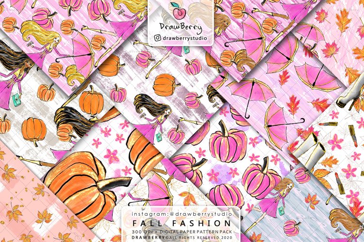 Fall Pumpkin Digital Paper Pack example image 1