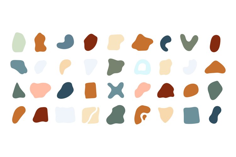 Abstract contemporary organic shapes isolated elements. Liqu