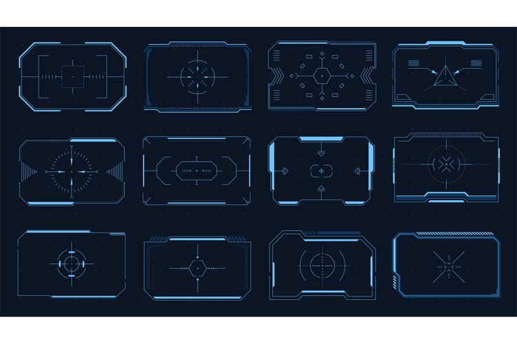 HUD square target. Futuristic user interface frames and bord example image 1