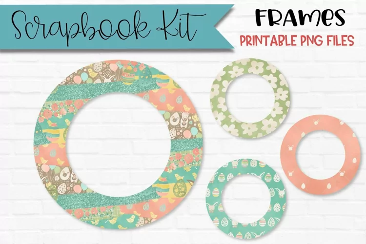 Easter Pattern Scrapbook Frames | Set Of 4 Circles