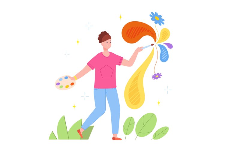 Woman painting creator. Creative artist draw artwork painti
