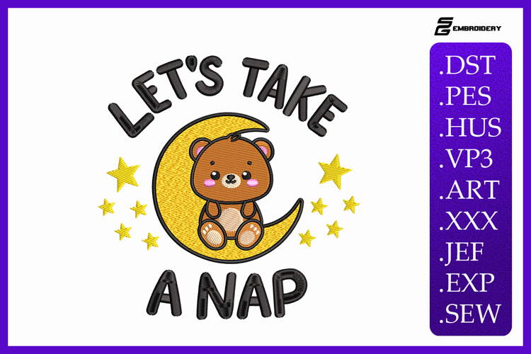 Lets Take A Nap Embroidery Designs For Machine