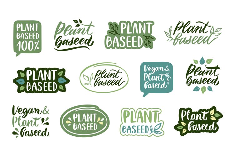 Plant based diet tag. Organic product label, vegan food cert example image 1
