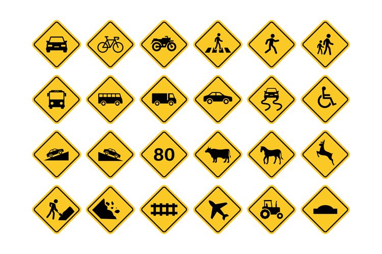 Various Traffic Warning Signs