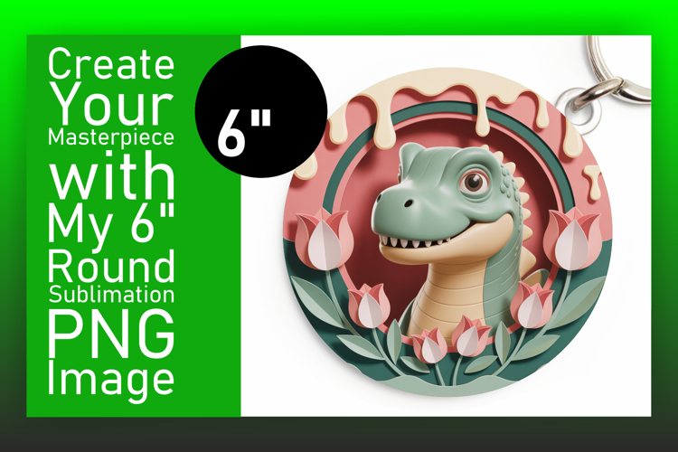 Stylish Circle Design for Coasters , Cute Dino