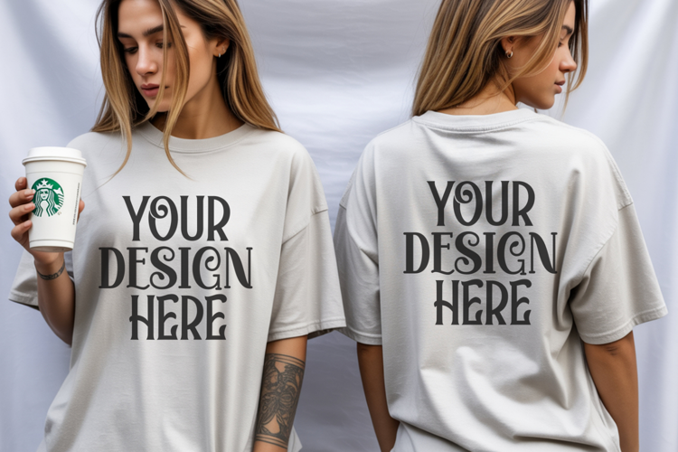 White Comfort Colors 1717 Front & back T shirt Mockup