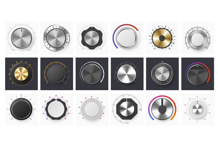 Volume control knob. Amplifier round dial level regulator, m example image 1