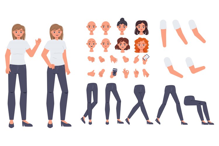 Cartoon girl character creation constructor. Cute blonde wom example image 1