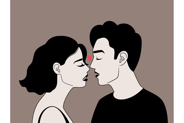 Young man and woman feel in love. Beautiful couple have clo