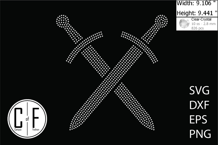 Crossed Swords Rhinestone Template