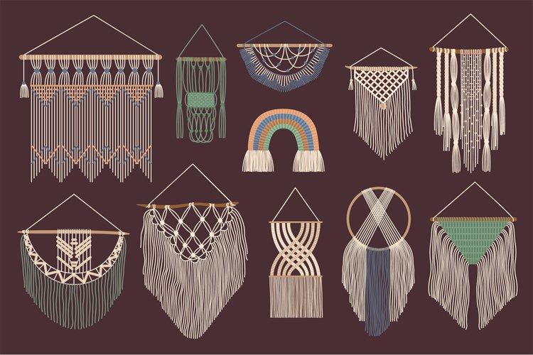 Bohemian wall hangings. Handcrafted macrame cozy home decor, example image 1
