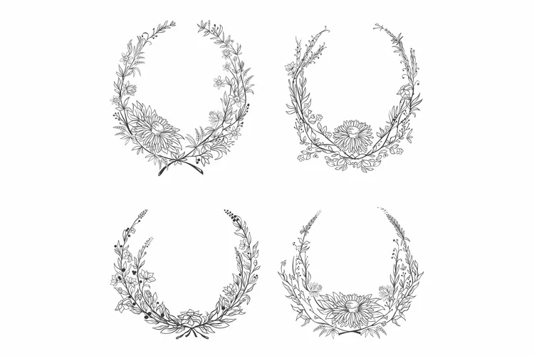 2211 m10 S ST Hand drawn round floral frames