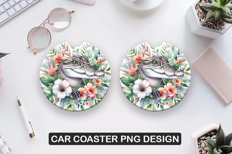 Gator Car Coaster Sublimation| Animal Coaster PNG