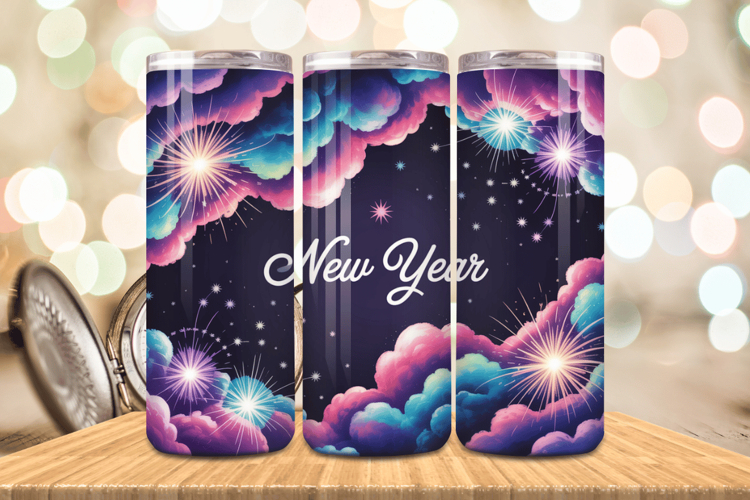 Festive Happy New Year Tumbler Wrap 2026: 20oz Skinny Tumble