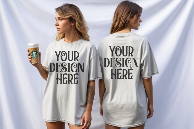 White Comfort Colors 1717 Front & back T shirt Mockup