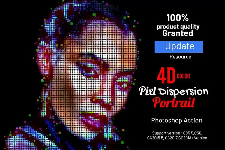 4D Color Pixel Portrait Action