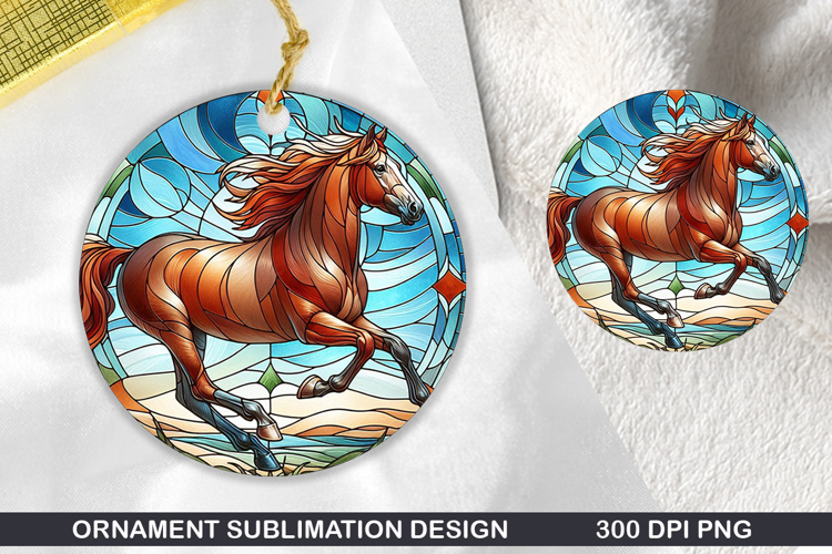 Horse Stained Glass Ornament PNG, Sublimation PNG Design