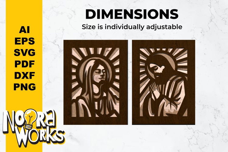 3D Jesus Christ and Virgen Maria Layered Cut SVG