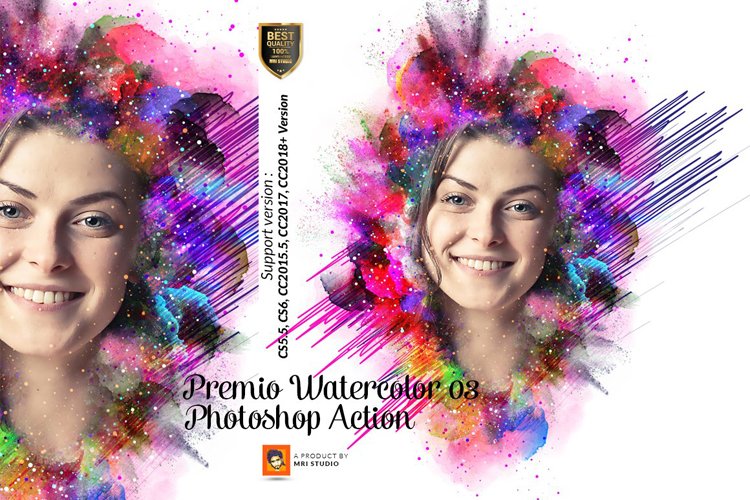 Premio Watercolor Photoshop Action example image 1