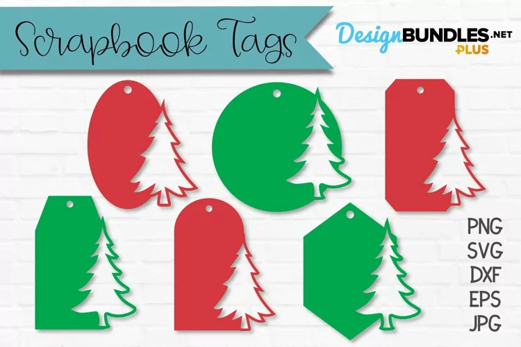 Christmas Tree Scrapbook Tags | Gift Tags - Wine Tags
