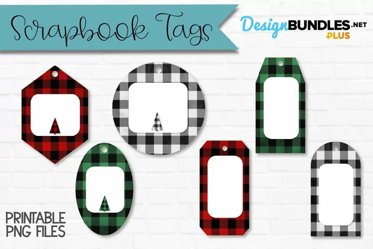 Buffalo Plaid Scrapbook Tags | Christmas Gift Tags