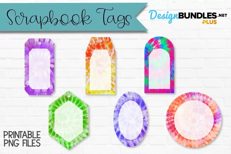 Tie Dye Scrapbook Tags | Bright Gift Tags | Wine Labels