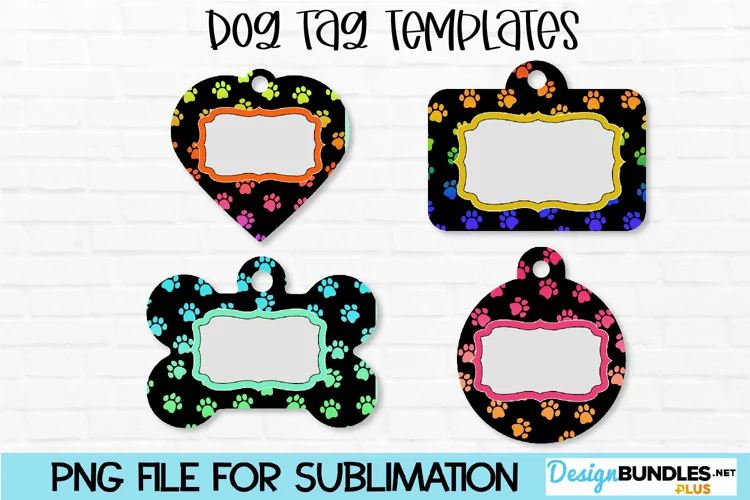 Colorful Paw Print Sublimation Dog Tags | Printable Dog Tags