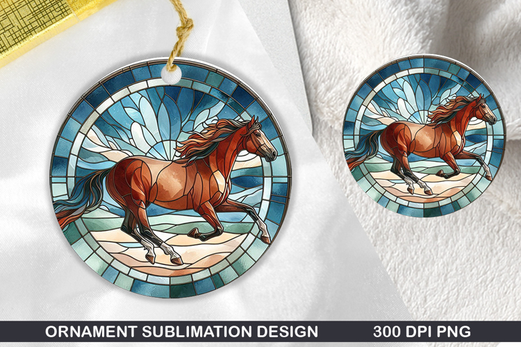 Horse Stained Glass Ornament PNG, Sublimation PNG Design