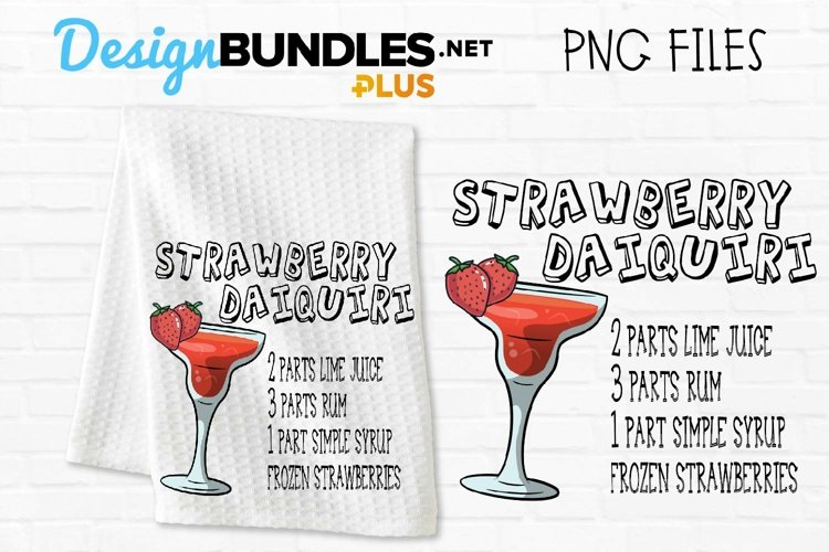 Strawberry Daiquiri Cocktail Recipe Sublimation Design