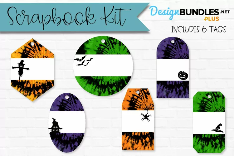 Halloween Tie Dye Scrapbook Tags