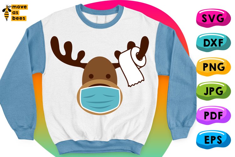 Boy Reindeer, Mask, Boy, Toilet Paper, 2020 Christmas Svg example image 1
