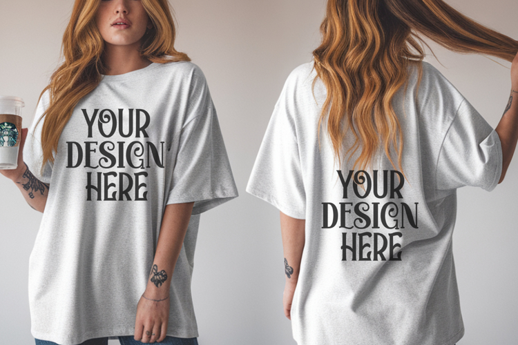 White Comfort Colors 1717 Front & back T shirt Mockup