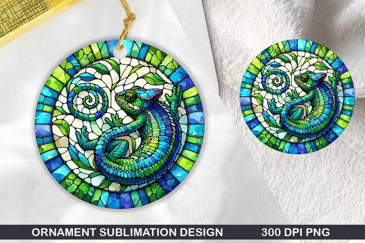 Komodo dragon Stained Glass Ornament PNG, Sublimation Design