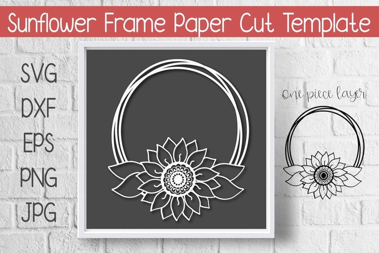 Sunflower Circle Frame Paper Cut Template Design