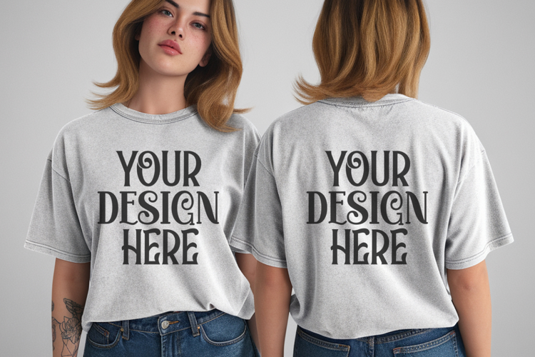 White Comfort Colors 1717 Front & back T shirt Mockup