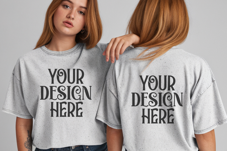 White Comfort Colors 1717 Front & back T shirt Mockup