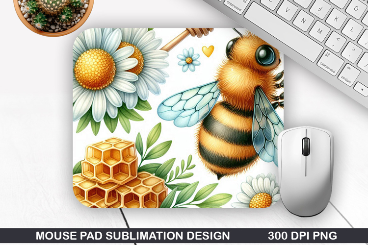 Mouse Pad Sublimation, Bee Mouse Pad PNG Design