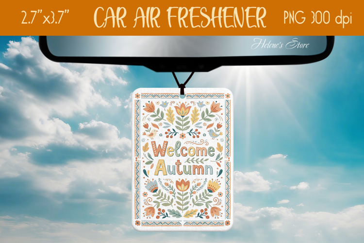 Welcome Autumn flowers air Freshener Car sublimation design