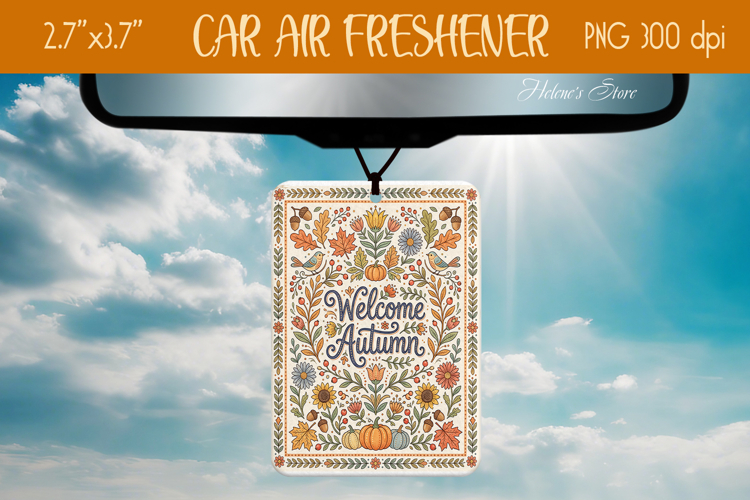 Welcome Autumn flowers air Freshener Car sublimation design