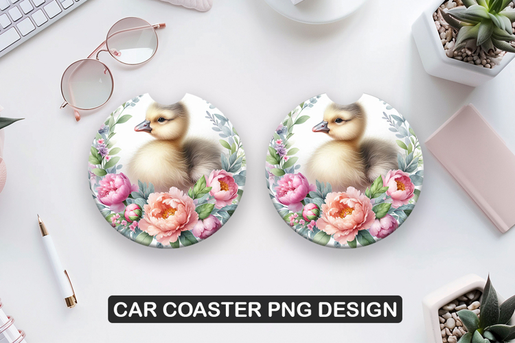 Duck Sitting Car Coaster Sublimation| Animal Coaster PNG