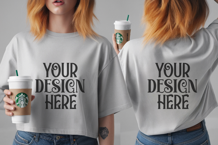 White Comfort Colors 1717 Front & back T shirt Mockup