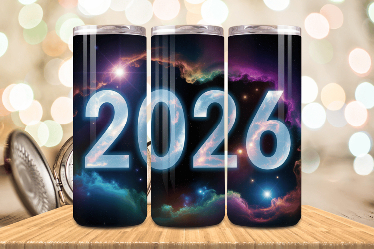Festive Happy New Year Tumbler Wrap 2026: 20oz Skinny Tumble
