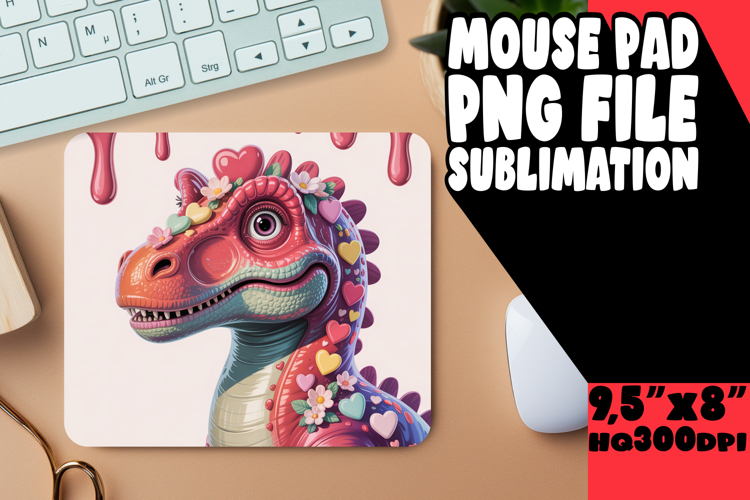 BRIGHT MOUSE PAD SUBLIMATION STYLE, Cute Dino