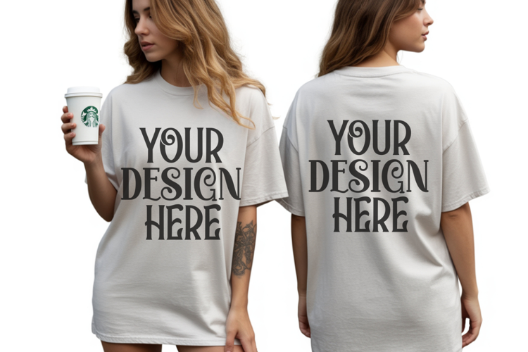 White Comfort Colors 1717 Front & back T shirt Mockup