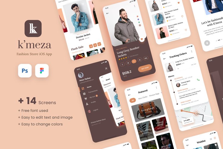 Kmeza - Fashion Store iOS App Design UI Template example image 1