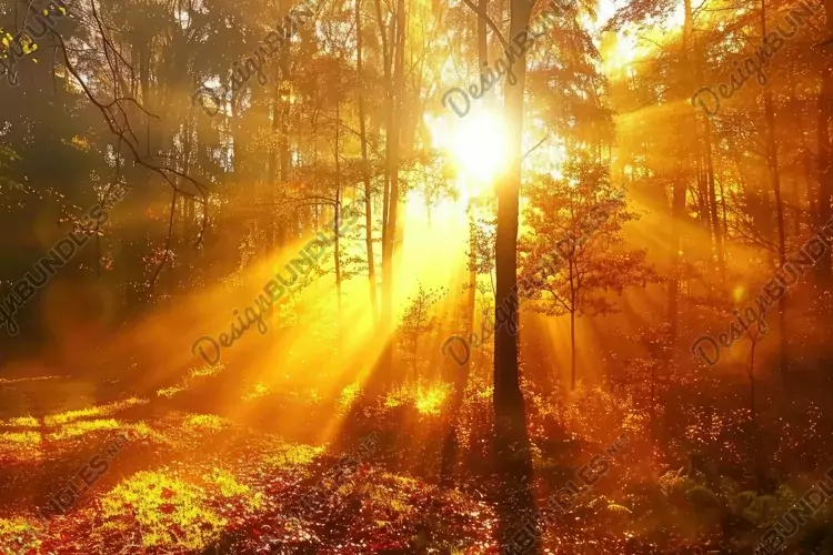 Sunbeams Through Trees Background Wallpaper