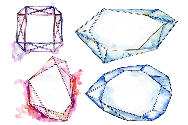 Crystals fine red and blue Watercolor png example image 1