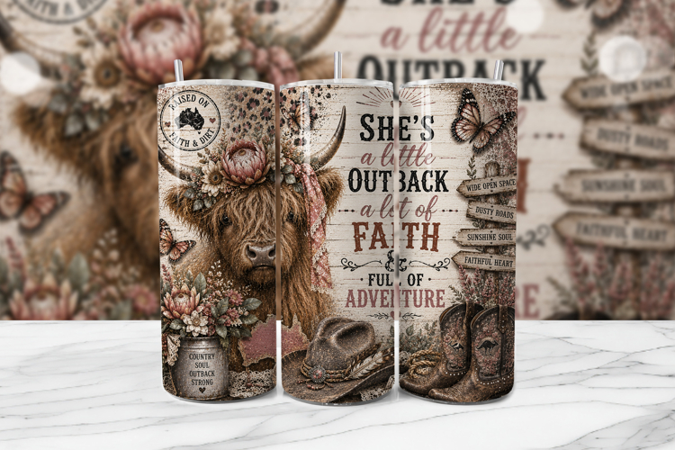 Outback Faith Highland Cow Tumbler Wrap