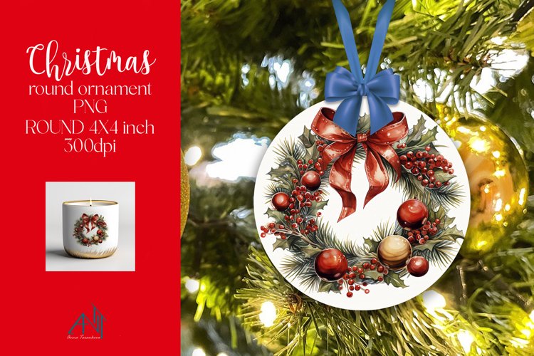 Christmas Round Ornament Sublimation PNG