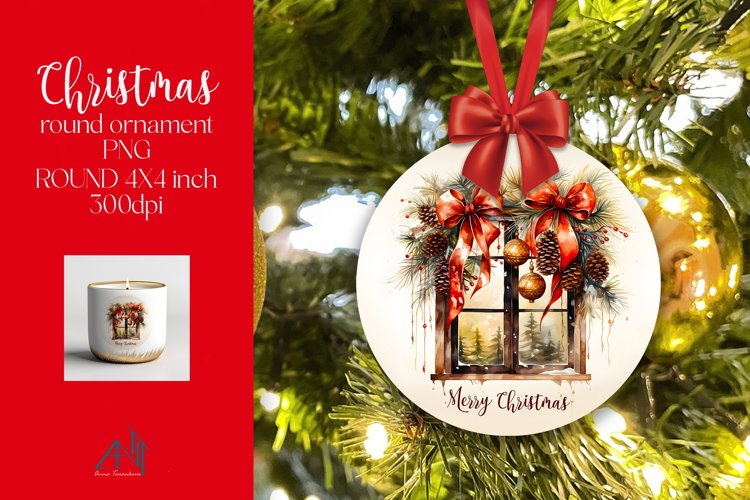 Christmas Round Ornament Sublimation PNG